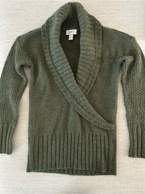 LOFT Olive Green Shawl Collar Sweater